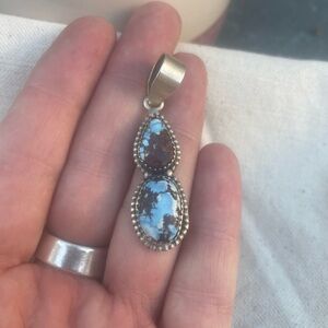 Native American Style Golden Hills Turquoise and 925 Silver Pendant !